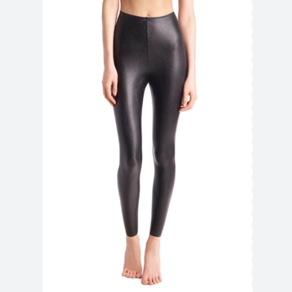 COMMANDO WOMENS FAUX LEATHER TUMMY CONTROL SHAPE LEGGINGS BLACK SIZE XS - Picture 1 of 4